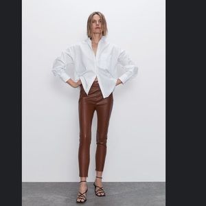 Zara Faux leather pants brown
